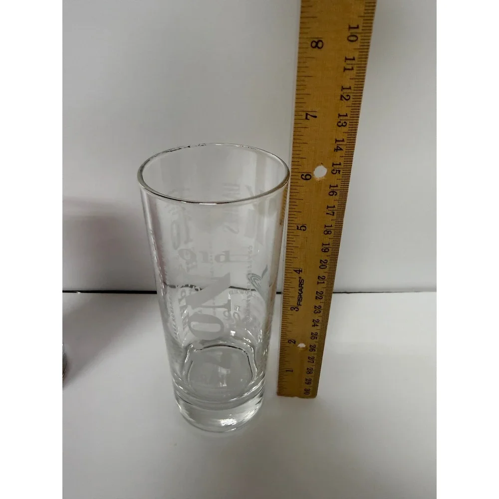 Jack Daniels Whiskey Highball Glasses Set of 2 Etched Logo Clear Tumblers 6.25in